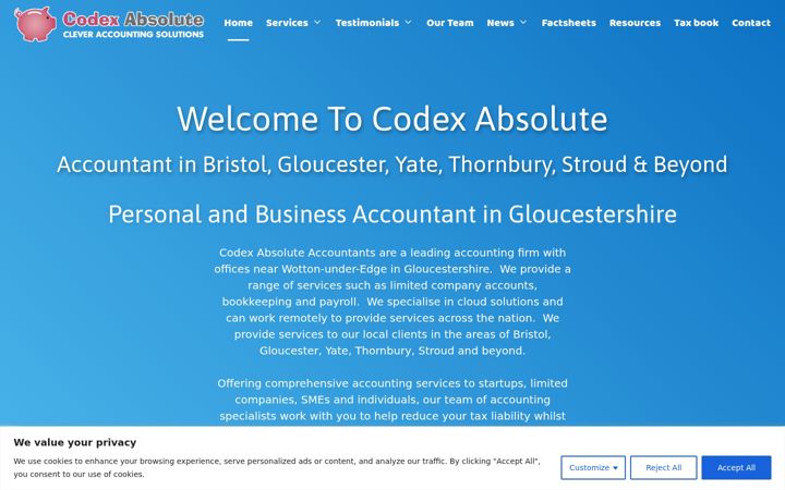 Snímek obrazovky codexabsolute.co.uk