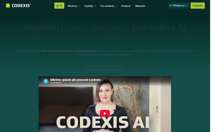 Екранна снимка на codexdata.cz