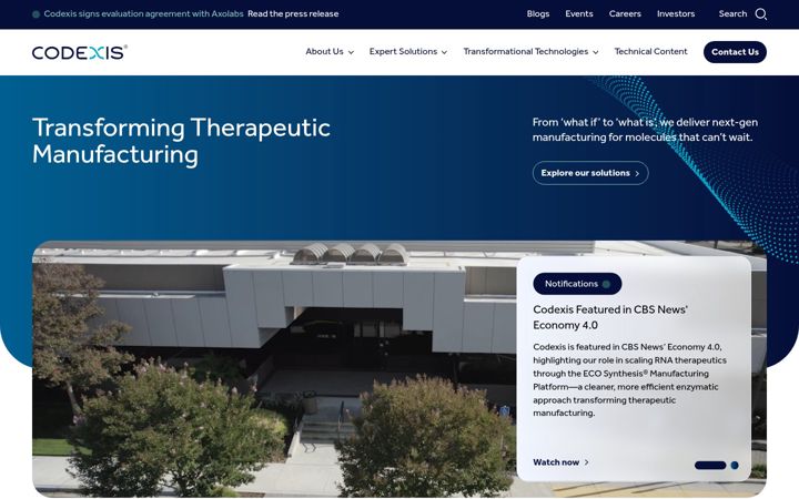 Screenshot von codexis.com