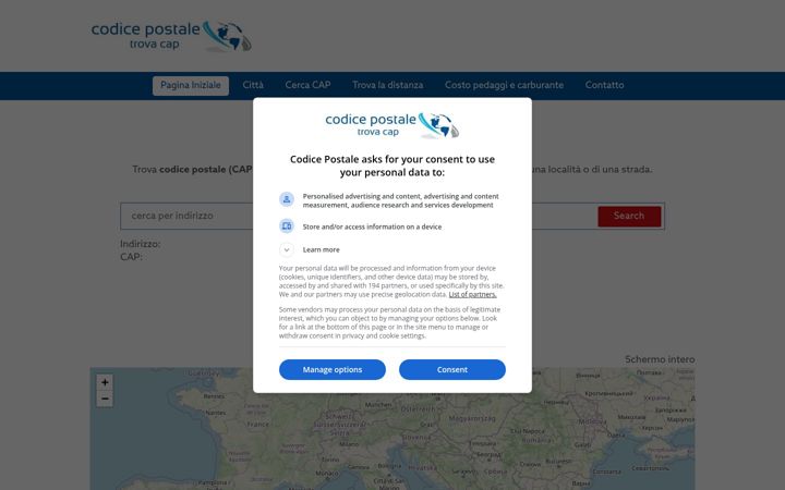 Screenshot of codice-postale.net