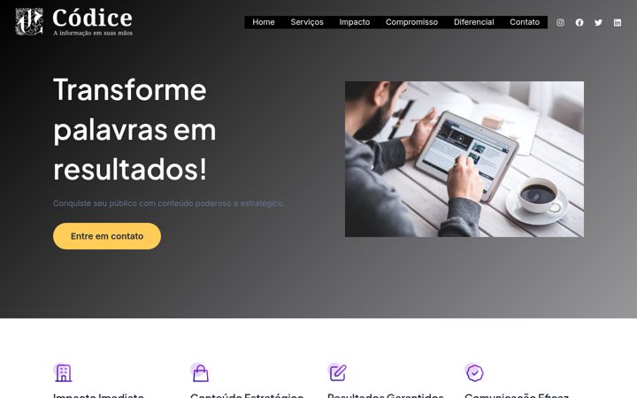 Posnetek zaslona codiceconsultoria.com.br
