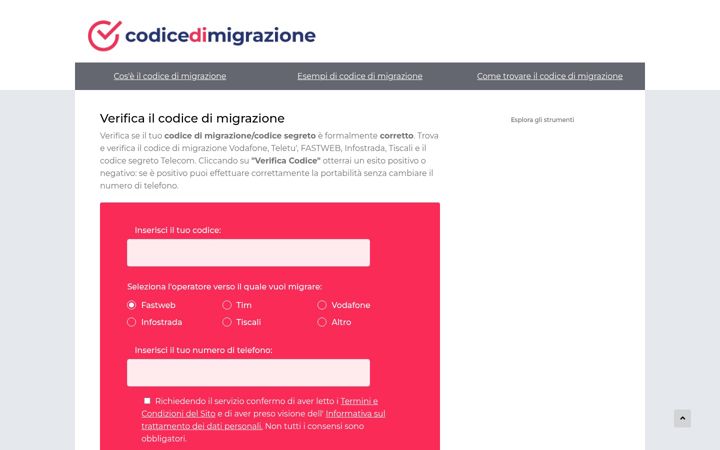 Screenshot of codicedimigrazione.it
