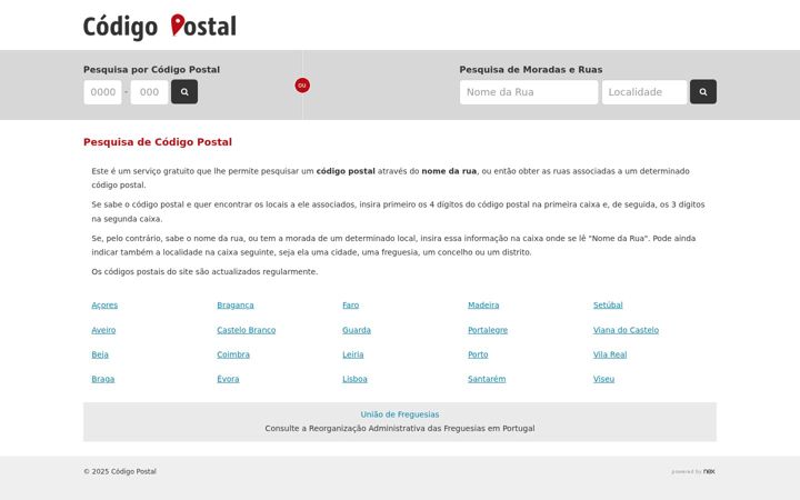 Screenshot of codigo-postal.pt