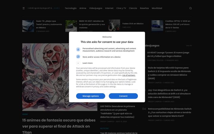 Screenshot of codigoespagueti.com