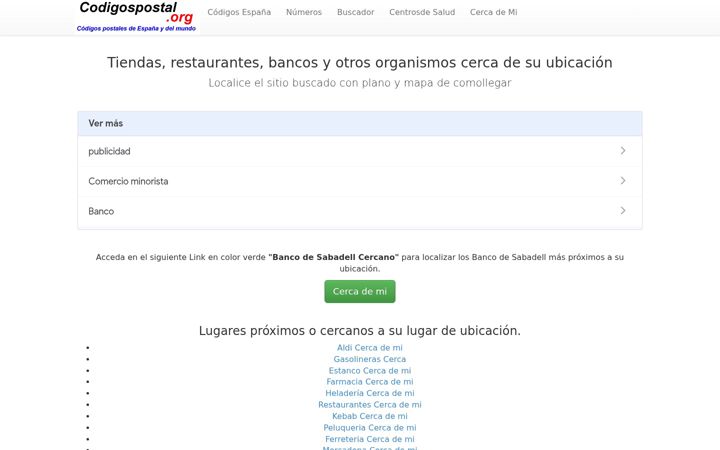 Captură de ecran a codigospostal.org