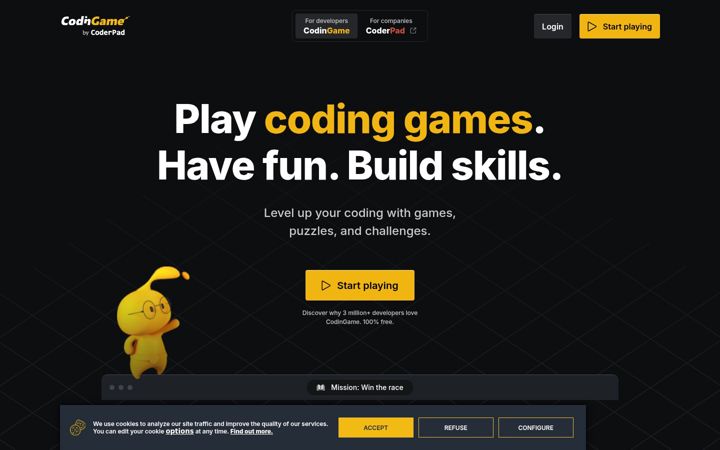 Screenshot van codingame.com