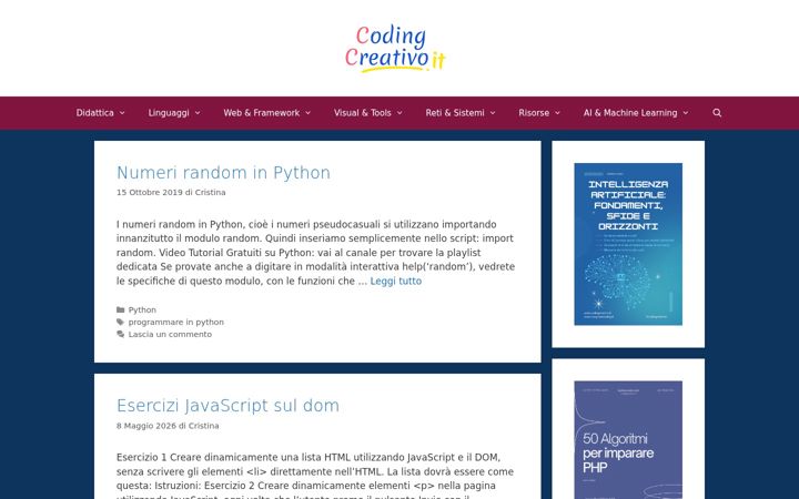 Snímek obrazovky codingcreativo.it