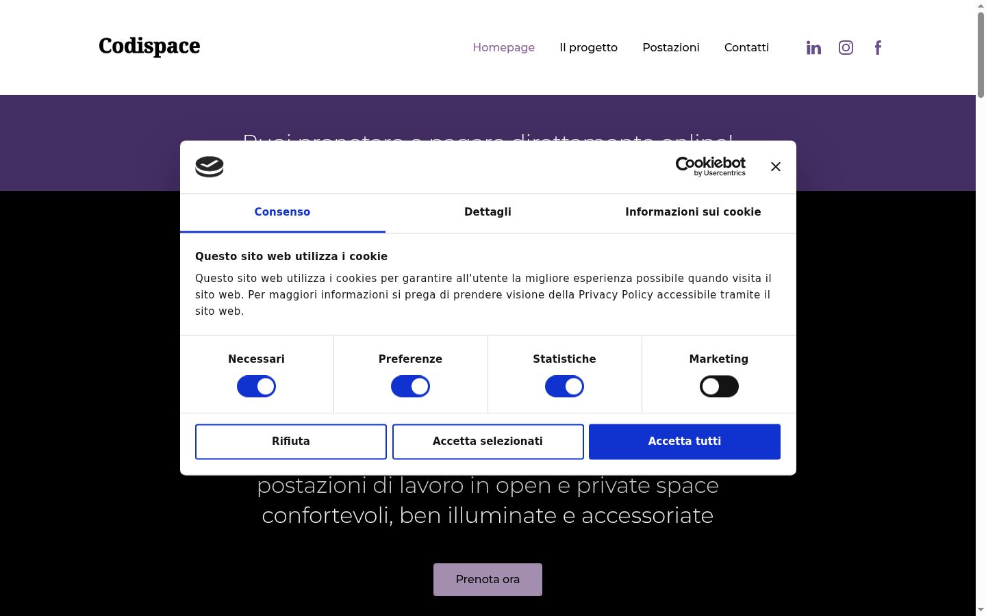 Screenshot tal-banner tal-kunsens muri qabel kwalunkwe interazzjoni