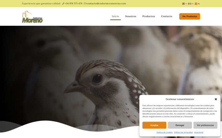 Screenshot of codornicesmoreno.com