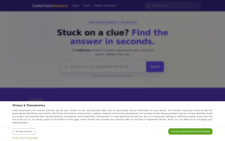 Screenshot of codycrossanswers.com