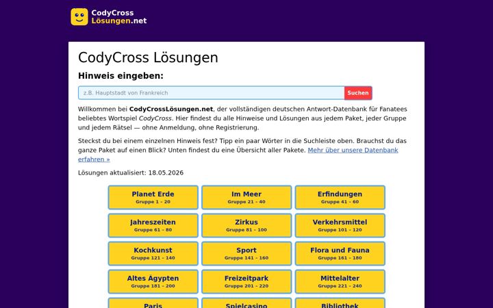 Skærmbillede af codycrosslosungen.net