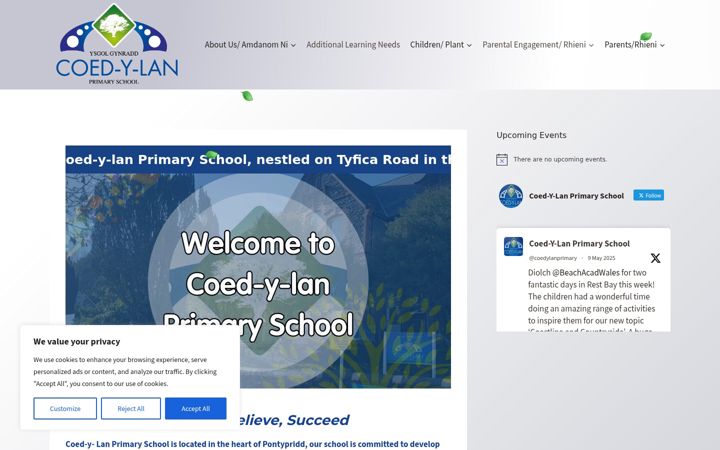 Screenshot of coedylanprimary.co.uk