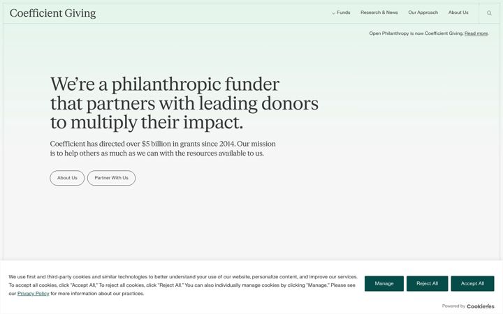 Screenshot του coefficientgiving.org