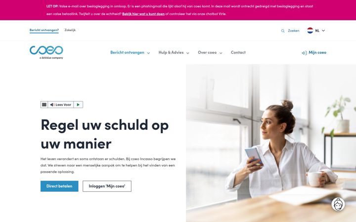 Screenshot of coeo-incasso.nl