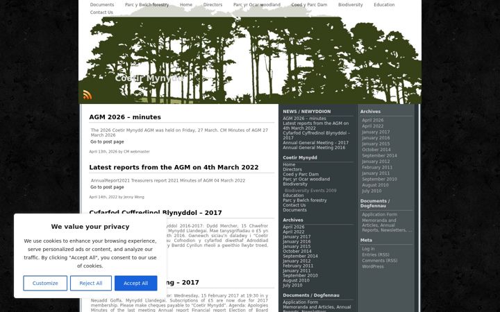Captură de ecran a coetirmynydd.co.uk