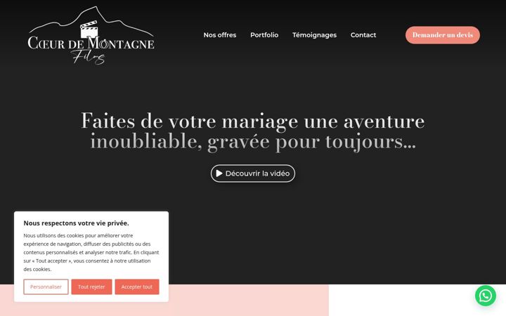 Screenshot of coeurdemontagnefilms.com