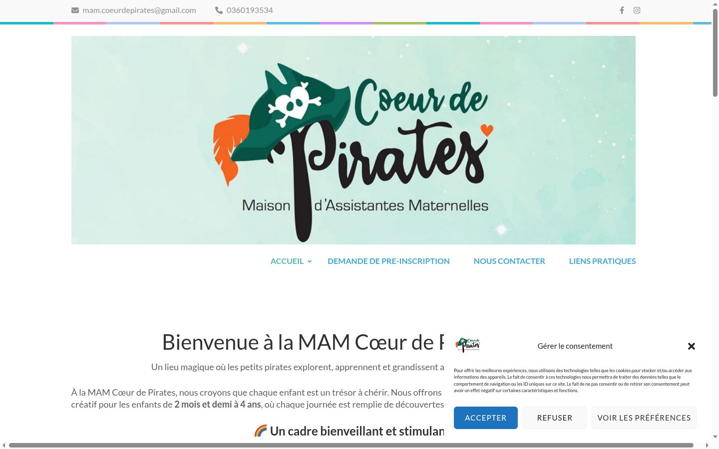 Screenshot del banner di consenso mostrato prima di qualsiasi interazione