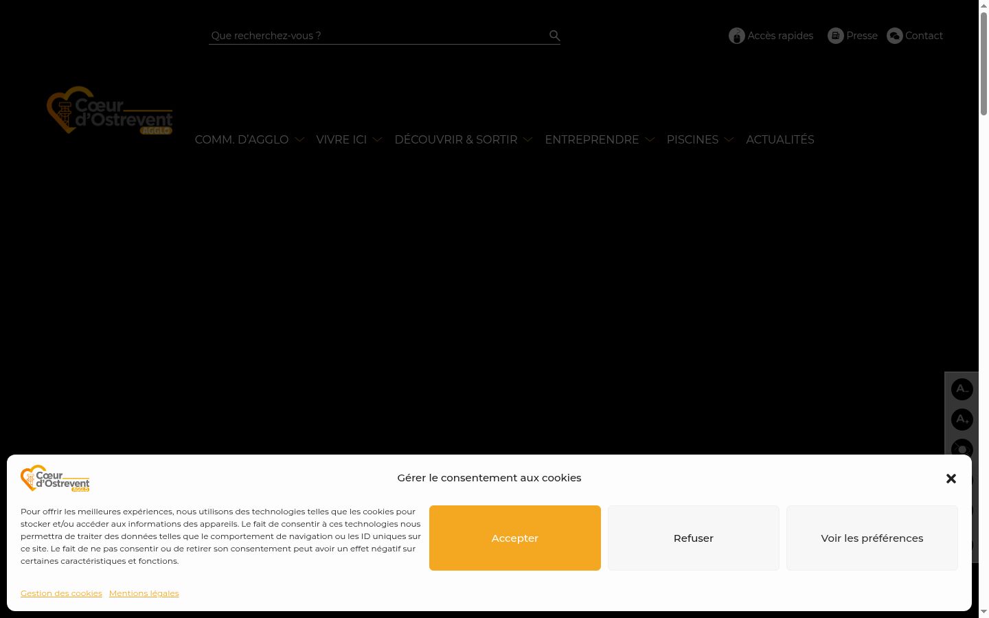 Screenshot del banner di consenso mostrato prima di qualsiasi interazione