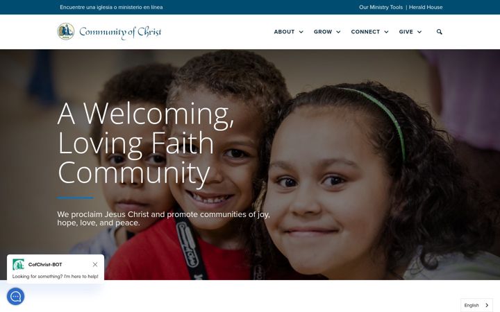 Screenshot of cofchrist.org