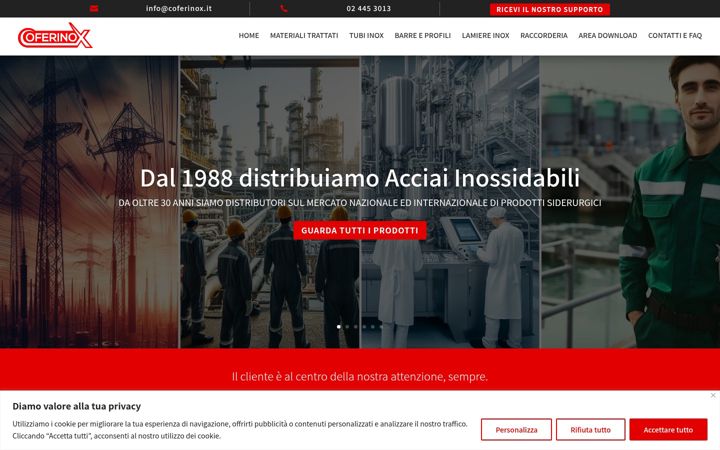 Snímek obrazovky coferinox.it