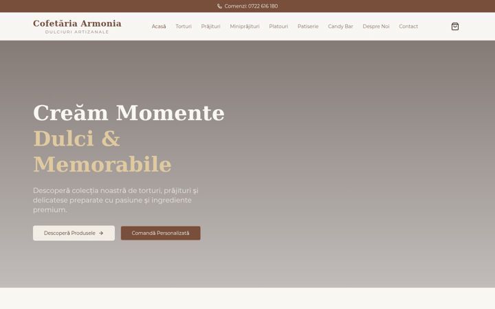 Screenshot van cofetariaarmonia.ro