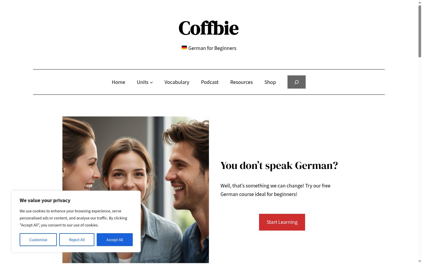 Screenshot of the consent banner shown before any interaction