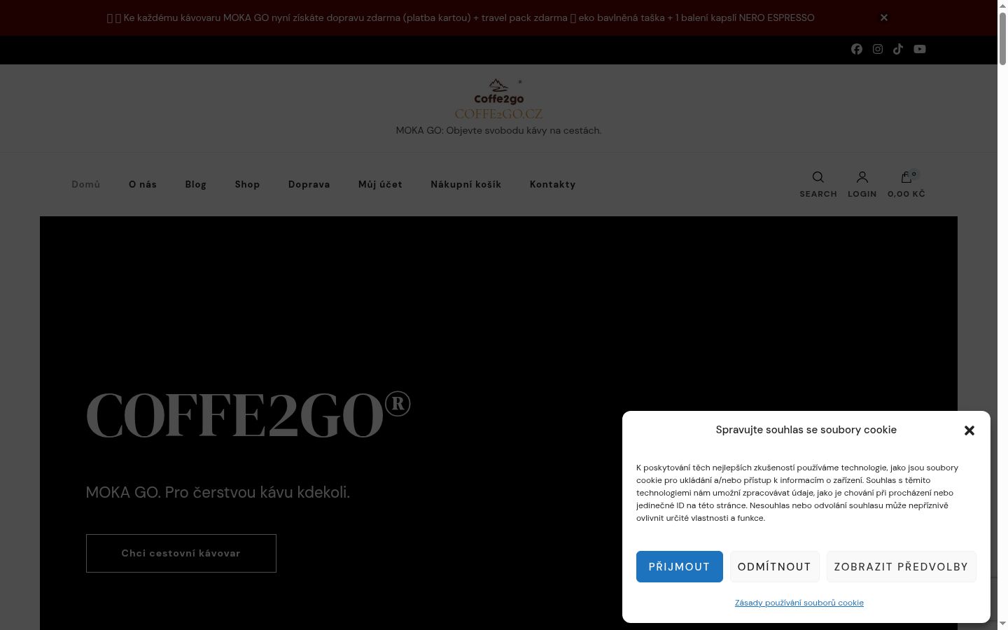 Captura de ecrã do banner de consentimento apresentado antes de qualquer interação