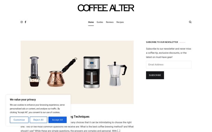 Screenshot of coffeealter.com