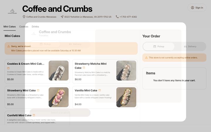Screenshot von coffeeandcrumbsva.square.site