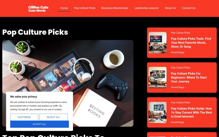 Screenshot of coffeecatsandcusswords.com