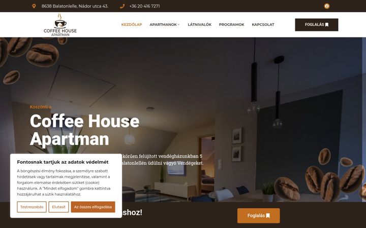 Képernyőkép: coffeehouseapartman.hu