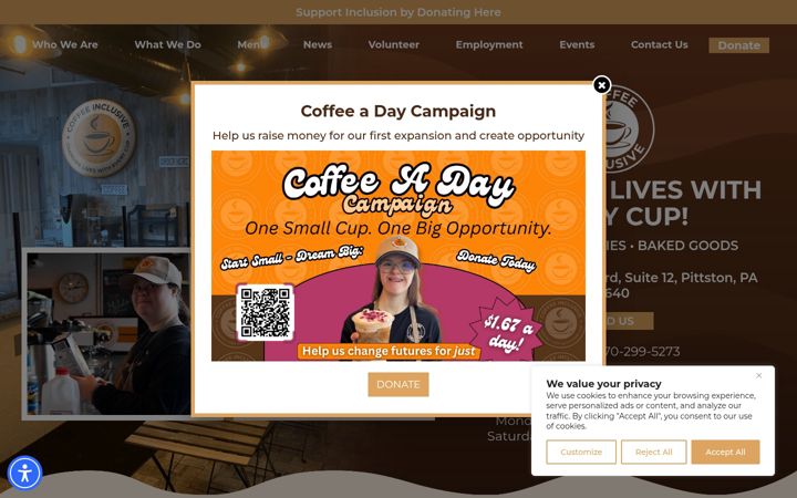 Skjámynd af coffeeinclusive.org