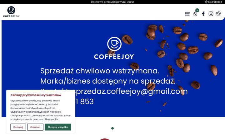 Snímek obrazovky coffeejoy.pl