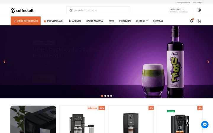 Skærmbillede af coffeeloft.lt