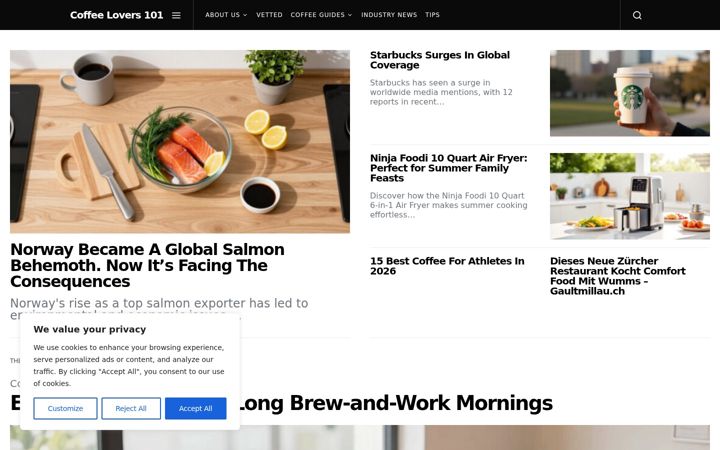 Screenshot of coffeelovers101.com