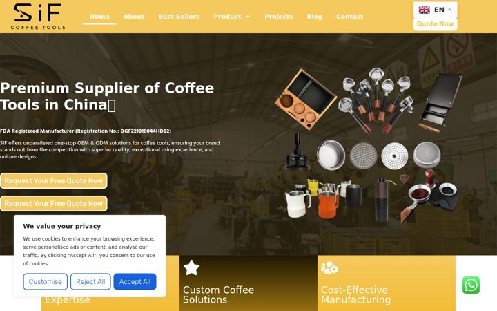 Screenshot of coffeemachinetools.com