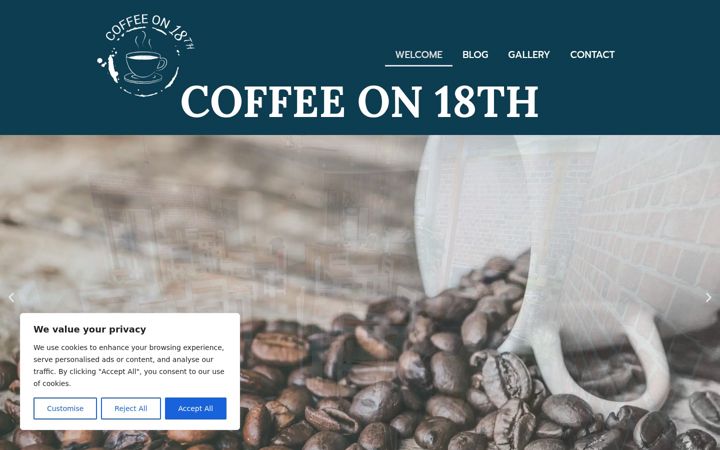 Screenshot van coffeeon18th.co.za