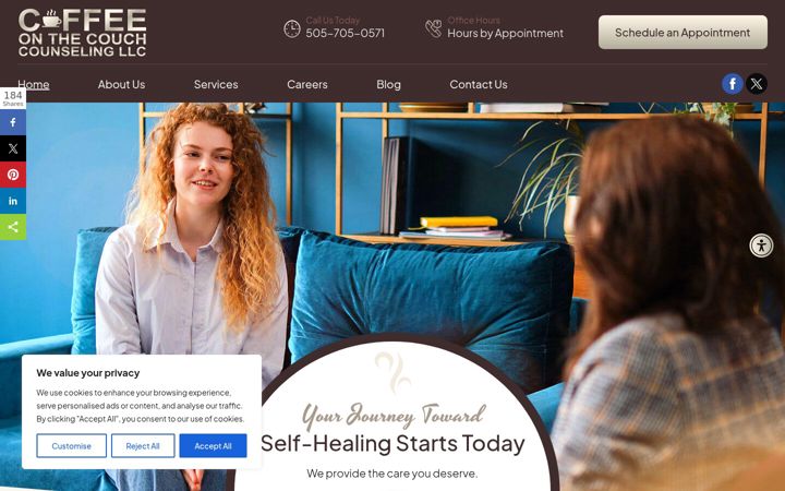Screenshot of coffeeonthecouchcounseling.com