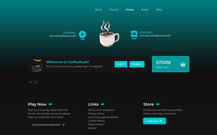 Screenshot of coffeerushmc.net