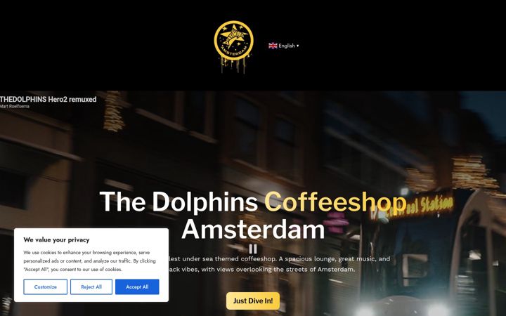 Posnetek zaslona coffeeshopdolphins.nl