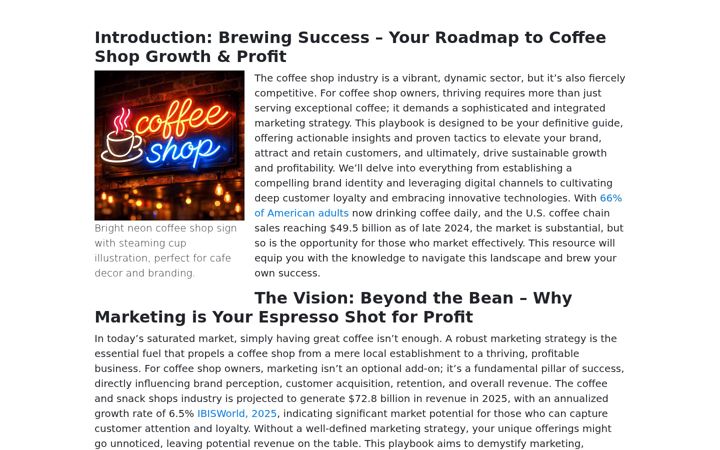 Screenshot of coffeeshopmarketing.com