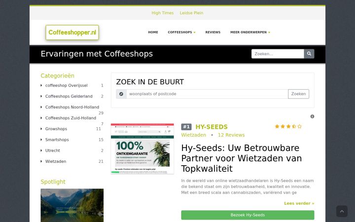 Posnetek zaslona coffeeshopper.nl