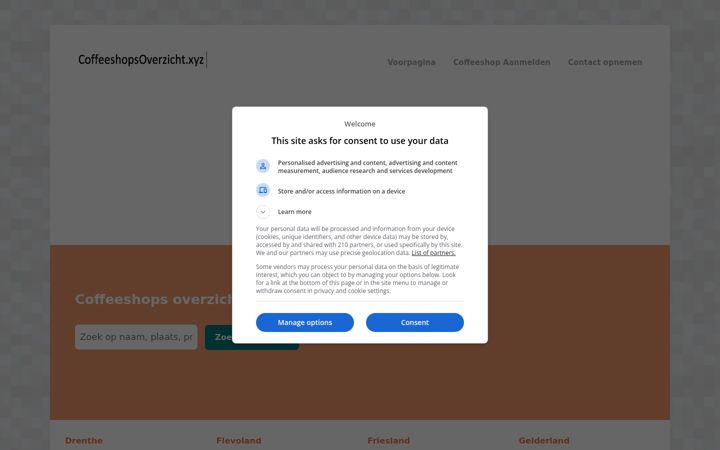 Screenshot of coffeeshopsoverzicht.xyz