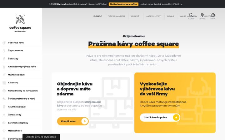 Skärmbild av coffeesquare.cz