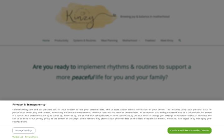 Screenshot of coffeewithkinzy.com