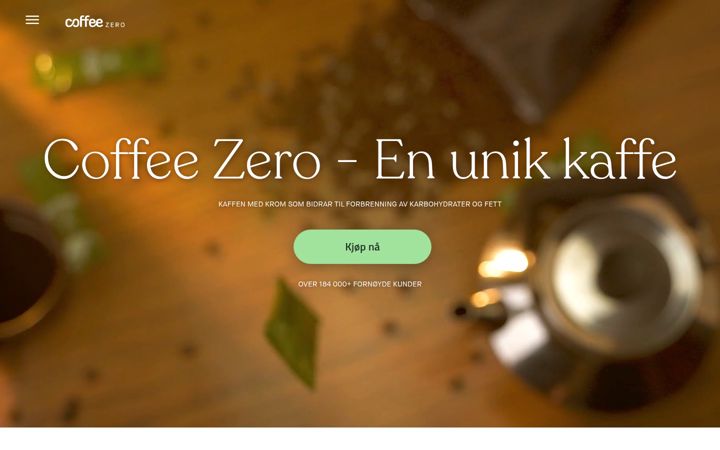 Screenshot of coffeezero.no