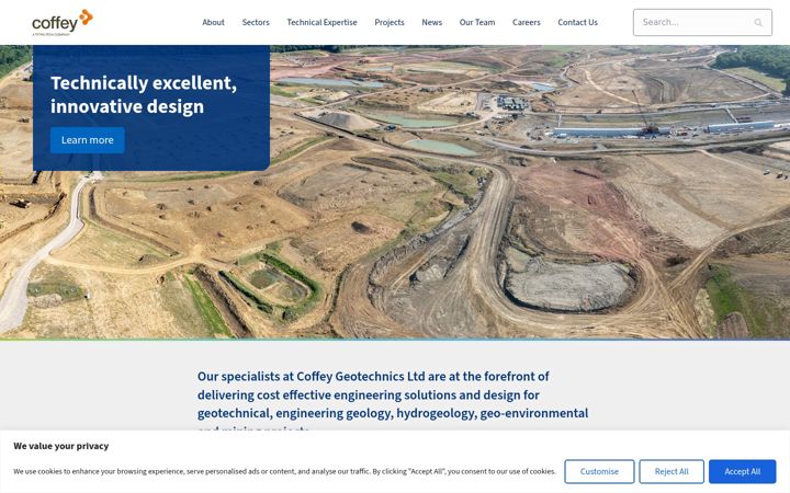 Screenshot of coffeygeotechnics.co.uk