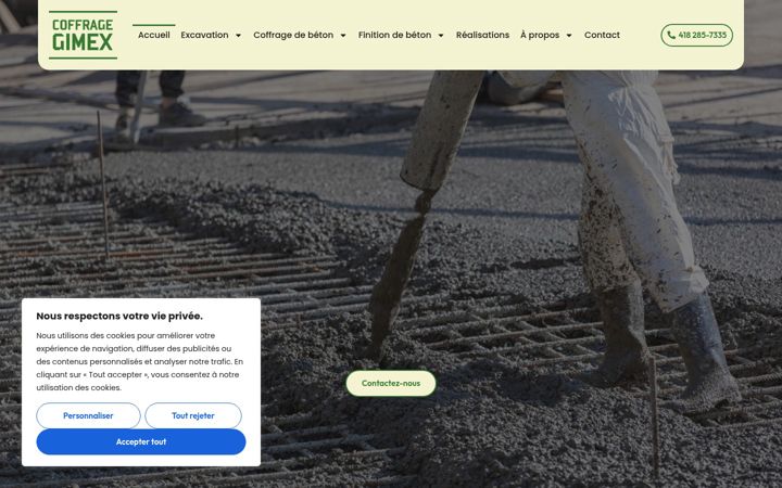 Skärmbild av coffragegimexinc.ca