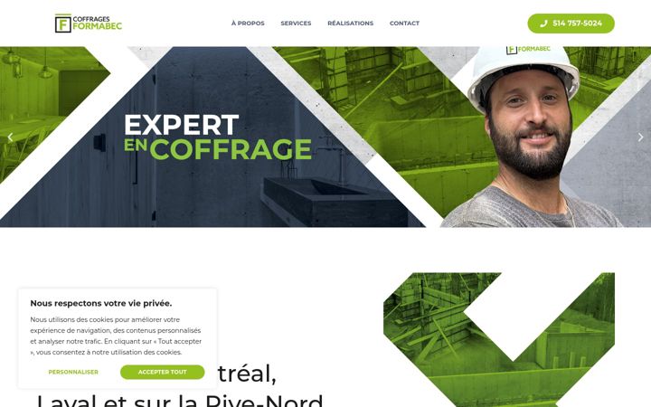 Screenshot of coffragesformabec.ca