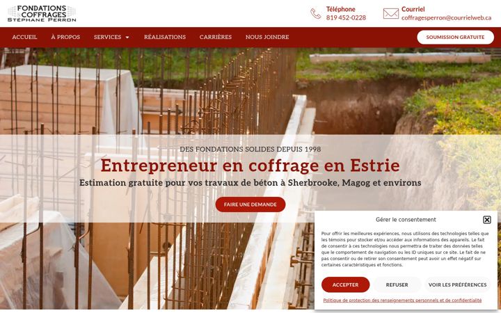 Screenshot of coffragesperron.ca